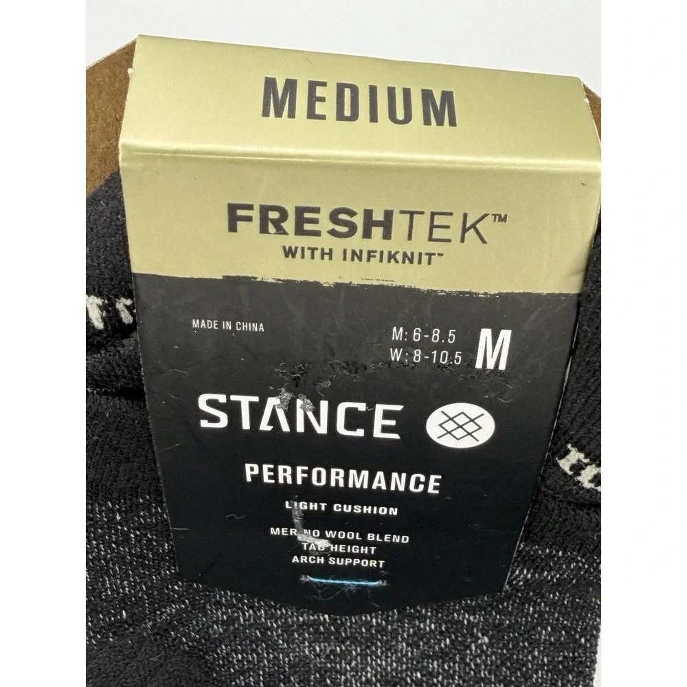 Stance Light Wool Tab Performance Socks Black Womens Medium A248A24LIG NWT